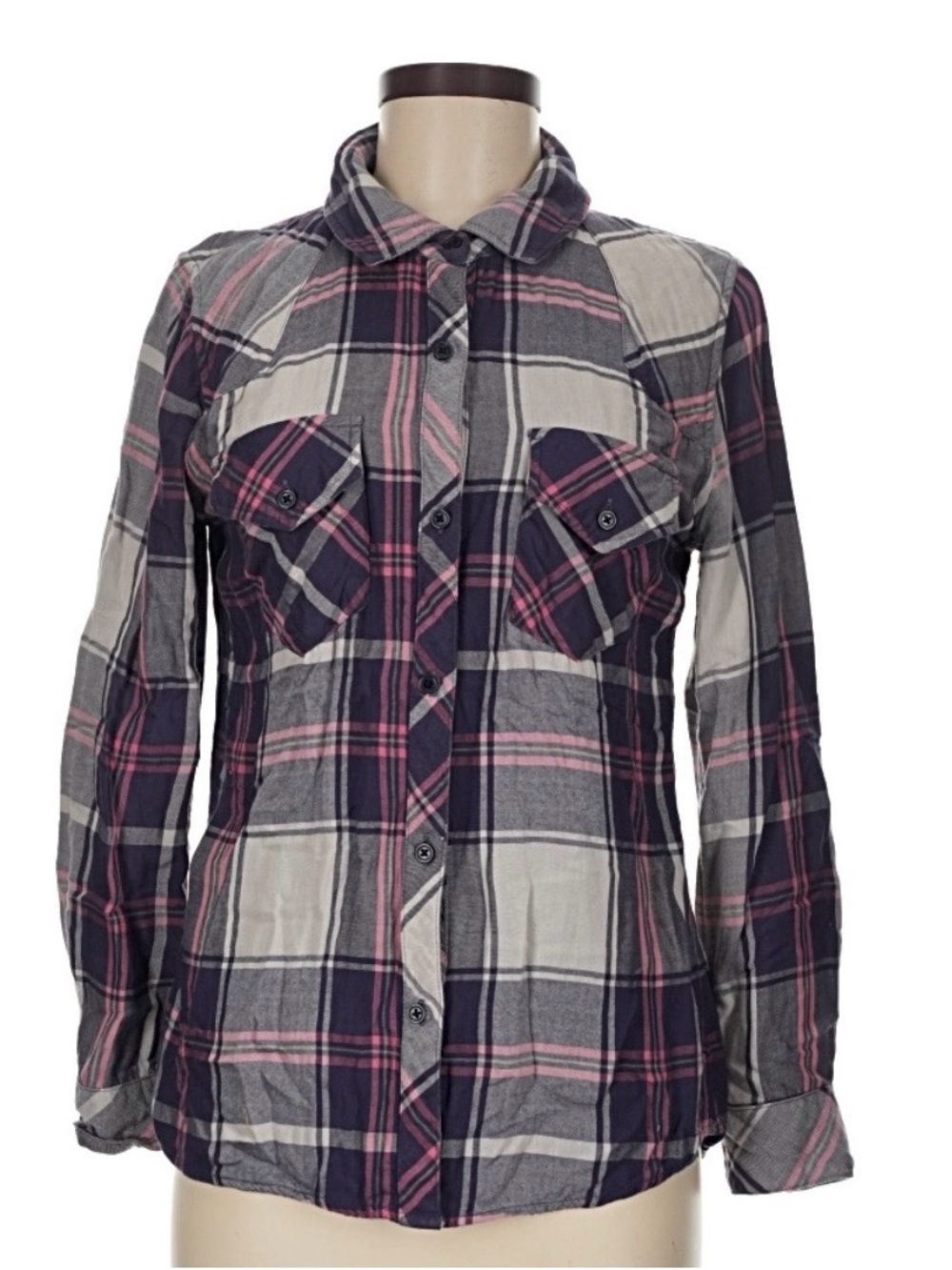 Rails Plaid Button-Front Shirt in Purple, Pink and Gray